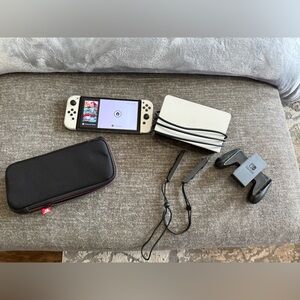 Nintendo Switch OLED Console with White Joy-Con and Accessories
